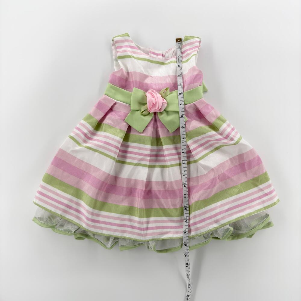 Youngland Infant 18M Easter Dress Pink Green Striped with Bloomers Spring Outfit - Picture 3 of 13